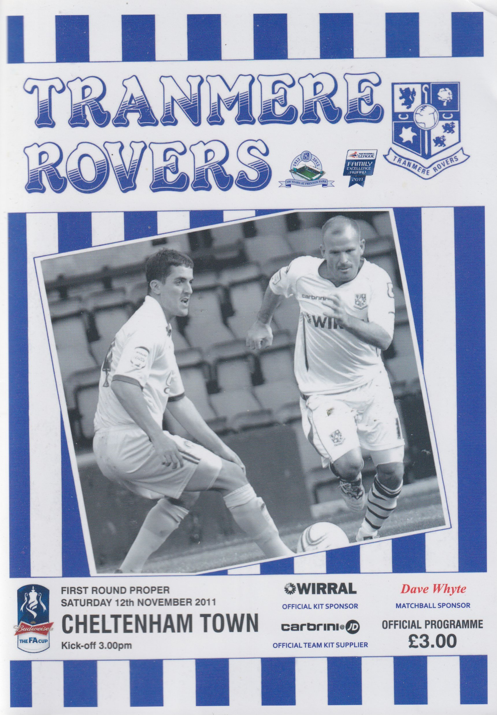 Tranmere Rovers v Cheltenham match programme